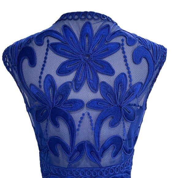 Sue Wong Blue Embroidered Mesh Cocktail Dress Size 10 Elegant Formal Wedding - Picture 12 of 13